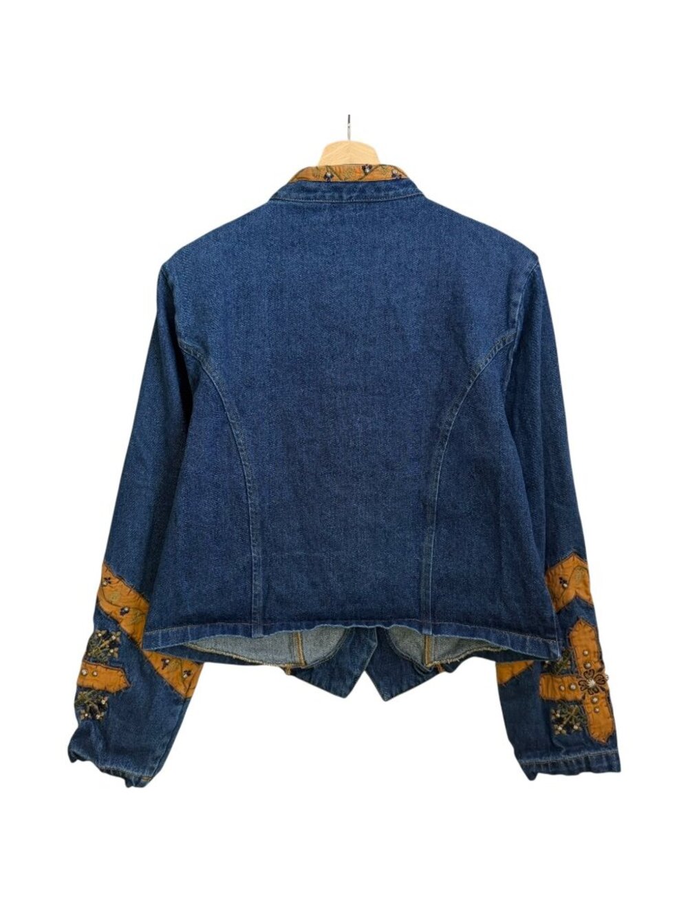Vintage Western Cowgirl Embroidered Applique Crop Denim Jacket XL Rodeo - Picture 2 of 8